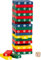 small foot Zahlenturm aus bunt lackiertem Holz, mit 57 farbenfrohen Holzblöcken und 1 Holzwürfel, Wackelturm, 5260