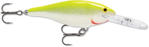Rapala - Shad Rap Angelköder - Angelzubehör mit Balsa-Konstruktion - Süßwasser Spinnköder - Lauftiefe 2.4-4.5m - Fischköder 9cm, 15g - Hergestellt in Estland - Silver Fluorescent Chartreuse