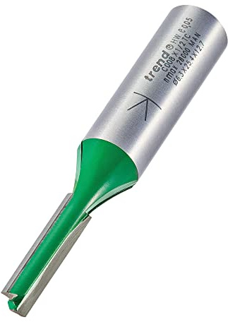 Trend CraftPro Straight Two Flute Router Cutter Bit, 1/2 Inch Shank, 6.3mm Cut Diameter & 25.4mm Cut Length, Tungsten Carbide Tipped, C008X1/2TC