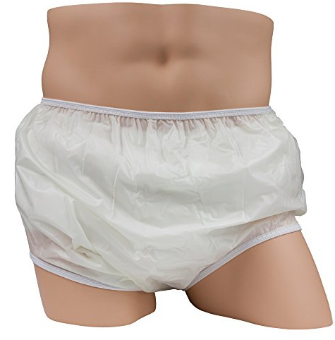 LeakMaster Adult Pull-On Vinyl Plastic Pants - Soft, Quiet and Form Fitting Incontinence Waterproof Diaper Covers for Adults - White, 5X-Large Fits 60-66 Inch Waist