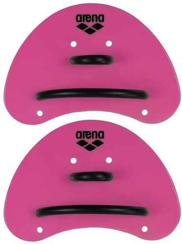 arena Finger Paddle Elite Handpaddel für Schwimmer, Schwimmbad-Trainingszubehör, Schwimmbad-Paddel mit Verstellbaren Riemen, Unbedeckte Handfläche, Pink-Black (95)