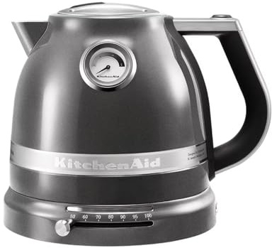 KitchenAid Hervidor de Agua Eléctrico con Control de Temperatura - Calentador Eléctrico de 1,5L - Artisan - Jarra con Filtro Antical Extraíble - 2400W - Plata