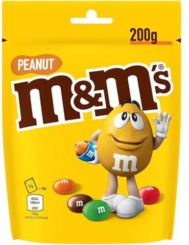 M&M'S PEANUT - Bonbons Chocolat au Lait & Cacahuètes - 200g Sachet de Chocolats