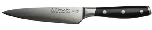 3 Claveles - Cuchillo Cocinero Forjado, Pulido Mate, Acero Inoxidable, línea Toledo - (13cm - 5), 01531