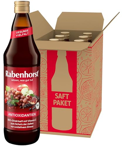 RABENHORST Antioxidantien BIO 6er Pack (6 x 700 ml). 100 % Bio-Direktsaft mit natürlichem Vitamin C zum Schutz der Zellen vor oxidativem Stress
