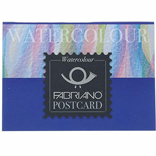 Fabriano Watercolour Aquarellkarton Postkartenblock, 300 g/m², 10,5 x 14,8 cm, 20 Blatt, naturweiß, Feinkorn, säurefrei, samtartige Oberfläche
