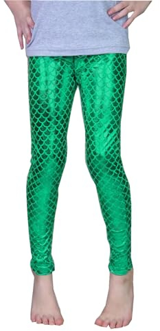 Frogwill Little Girls Mermaid Scale Leggings Fish Pants 10-11 Years Green