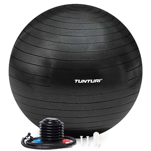 Tunturi gymball Ballon de gymnastique avec pompe de gonflage, 65 cm noire