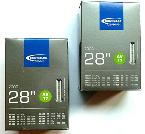 Schwalbe 2X AV17 AV 17 Schlauch 28 x 1,2-1,75 28/47-622 28 Autoventil, Schwarz