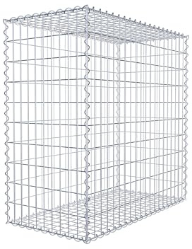 Fyrkantig gabion/stenkorg, 5 cm x 10 cm nät, höjd 50 cm, spiralstängning, zinkförzinkad