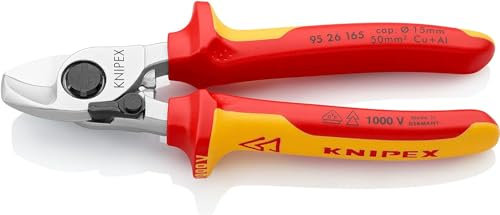 Knipex Tijeras cortacables con muelle de apertura cromado, aislados con fundas multicomponentes, según norma VDE 165 mm 95 26 165