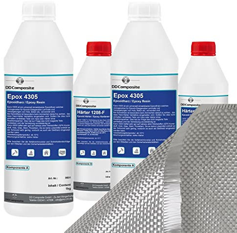 Epoxidharz 3kg plus 4m² Glasfilamentgewebe 390g/m² Leinwand leicht formbares Gewebe zum Laminieren und Reparieren gute Haftung hohe Klebkraft