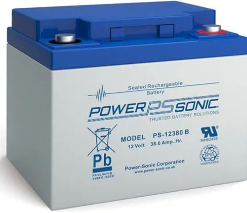 Blybatteri – batteri Powersonic PS 12380 – Powersonic PS12380 – Powersonic PS-12380 med VdS-godkänd – 12 V 38,0 Ah – uppladdningsbart förseglat blybatteri (SLA) – AGM/blyfleece