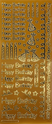 Anitas Outline Stickers, Happy Birthday, Gold, For Scrapbooking, Card Making, Kids Play, Homework, Art, Craft, Embelish, Decorative, Paper, Card, Glass, Metal, Plastic, Foam