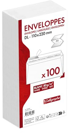Caligrafía (serie Calligraphe) 5665C - Paquete de 100 sobres blancos DL-110x220mm - Autoadhesivos - 80 g/m²