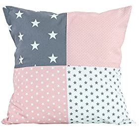 ULLENBOOM Kissenbezug 40x40 Kinder Rosa Grau (Made in EU) Oeko-TEX Materialien - Kopfkissenbezug aus 100% Baumwolle, Bezug auch für Dekokissen geeignet