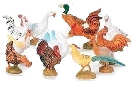 Fontanini by Roman – 5-Inch Scale Barnyard Birds Nativity Animal Set – Hand-Sculpted and Hand-Painted in Italy – Christmas Creche Accessory Figures