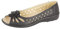 Boulevard Womens Wide Fit Leather Lined Open Peep Toe Flower Summer Shoes Black 6