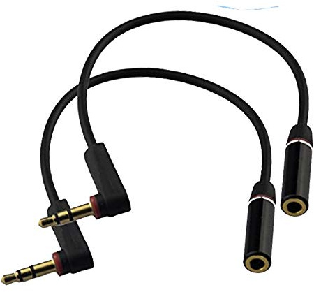 Seadream Audio Cable Extension Short 6 inch Extension Cord 3.5mm Right Angle Male to Female Headphones Aux Cord Extender Cable Cord for Headset, iPhone, iPad, Smartphones, Tablets 2PACK