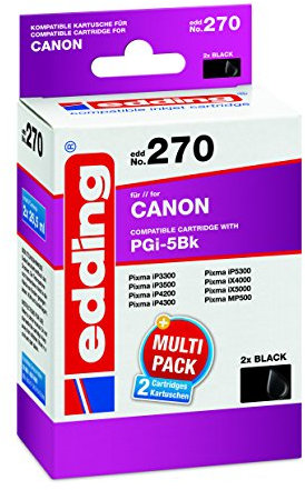 edding 18-270 Druckerpatrone EDD-270, 2x black, Ersetzt: Canon PGi-5Bk, Doppelpack