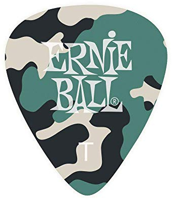 Ernie Ball Lot de 12 médiators moyens en cellulose, motif camouflage
