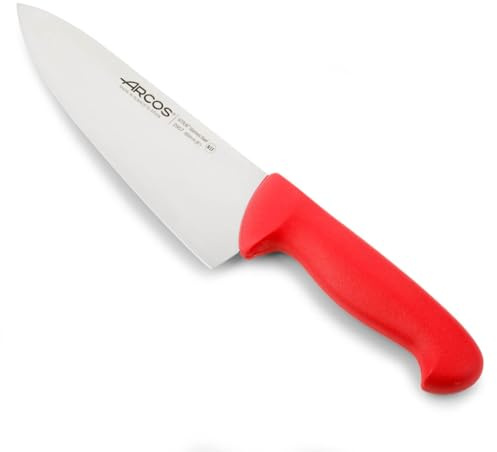 Arcos 290722 serien 2900-kock knivblad nitrum 200 mm (7,87 tum) – handtag polypropylenröd färg, 18/8 rostfritt stål