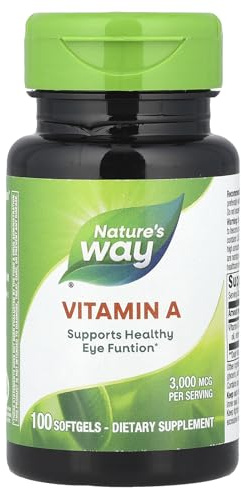 Nature's Way Vitamin A, High Potency, Supports Healthy Eye Function*, 3,000 mcg per Serving, 100 Softgels (Packaging May Vary)