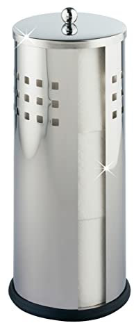 WENKO Ersatzrollenhalter Mod. Ancona geschlossener Halter für bis zu 3 Rollen aus rostfreiem glänzendem Edelstahl Karo-Design Ø 13 x 34 cm