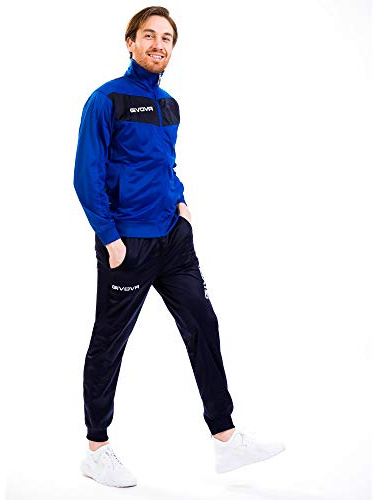 Givova TR018 Herren Visa Trainingsanzug, Mehrfarbig (hellblau/blau), XS