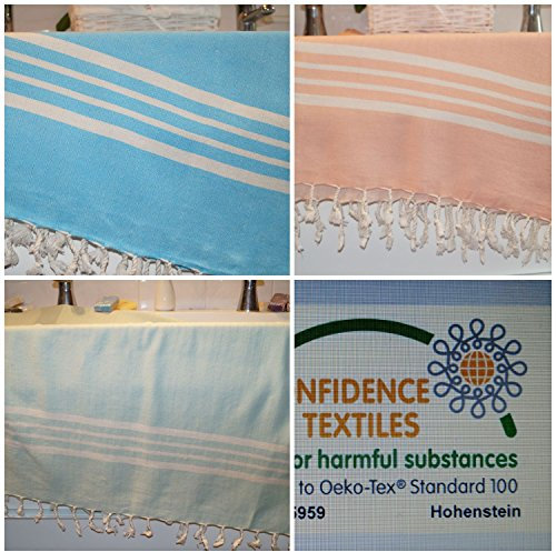 lalay Pest veces, toalla de sauna, algodón, ZusenZomer, toalla, toalla de mano, toalla de ducha, toalla de playa, deportes, Krem Sultan 100 x 180 cm, 100 % algodón, melón, 17,5 x 10,5 cm