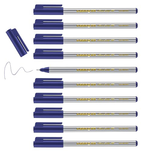 edding 89 – fineliner – blå – 10 pennor – extra fin rund spets 0,3 mm – tunn fiberpenna för fin och exakt skrivning, understrykning, teckning – för kontor, skola och hem