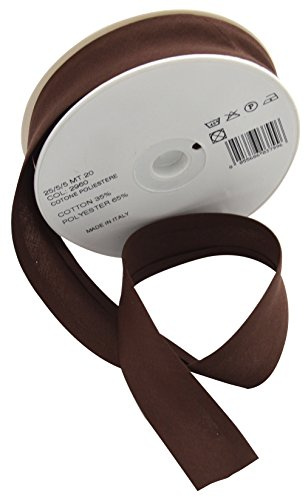 Inastri Trimz Polycotton Bias Binding Tape - 25mm x 20m Roll - 35% Cotton 65% Polyester Single Fold Bias Tape for Sewing and Quilting – Brown