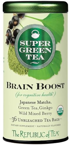 The Republic of Tea - Brain Boost SuperGreen Green Tea, Ginkgo Biloba, and Matcha Tea Blend (36 Tea Bags)