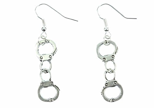Miniblings handbojor fängslar polisörhängen – handgjorda modesmycken I mini handfängslar – örhängen silverpläterade örhängen, 30mm, Bomull, Ingen ädelsten