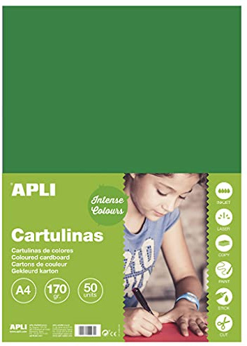 Apli 14246-50 feuilles de papier cartonné - Couleur : Vert foncé - Format : A4