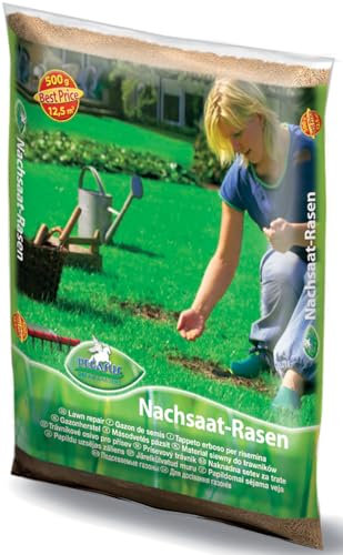 Pegasus Nachsaat-Rasensamen, 500g, 12,5qm, 622241 - Turbo Nachsaat Rasen, Rasenteppich, Rasen Reparatur Mischung, schnellkeimend, dichter Wuchs