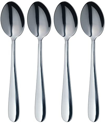 MasterClass Spoon Set, Stainless Steel Teaspoons, 4 Piece, Mirror Polished Finish, Silver