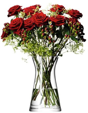 LSA International Flower Blumenvase, gemischt, 29 cm, transparent, Glas, Clear, Höhe