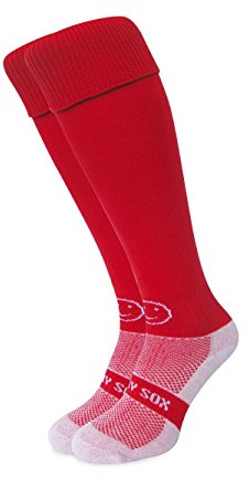 WackySox - Red Knee Length Sports Socks for Men and Women, Ideal for Rugby, Running, Hockey, Football Tours