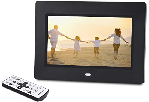Majestic DF 918 HD MP3 – Cornice fotografica digitale schermo HD 7”, formato 16:9, Riproduce video/immagini/musica, ideale per espositori, Ingressi USB e SD, telecomando, Nero