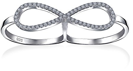 Enkel romantisk stor belagd kubisk zirkonia elegant heltäckande fingerskydd CZ uttalande virvel evighetsring för kvinnor tonåringar. 925 sterlingsilver, Sterlingsilver, Kubisk zirkonia