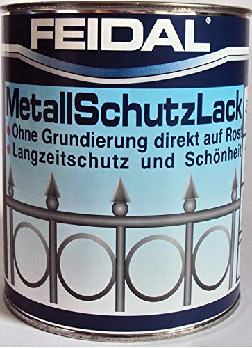 Feidal Metallschutzlack , 3 in 1 Rostschutz , Grundierung u. Lack in einem , Farbton silber / silbergrau , glänzend / 750 ml , Streichbar direkt auf Rost / Speziallack für Handwerk u. Industrie / stoß- u.schlagfest / f. Eisen u. Stahl