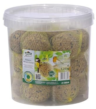 Dehner Natura Premium Riesen Meisenknödel mit Netz, ganzjähriges Wildvogelfutter proteinreich / energiereich, hochwertiges Vogelfutter für Wildvögel, 21 Stück je 250 g (5.25 kg)