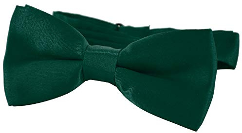 DonDon Papillon bambino e Ragazzo Ragazzi annodato e regolabile 9 x 4,5 cm effetto seta lucido verde scuro