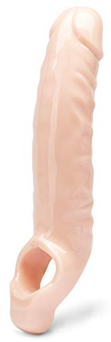 Lovehoney Mega Mighty Thick Realistic Penis Sleeve - Penis Extender with Ball Loop Add 1-3 Extra Inches - Cock Sleeve and Girth Enhancer for Men - Flesh Pink