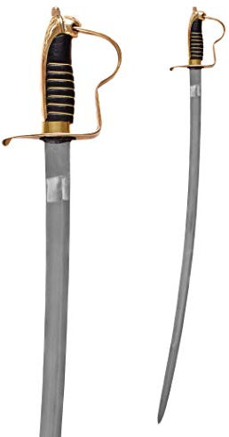 Battle-Merchant - Preußischer Offizierssäbel für Erwachsene - geschmiedeter Stahl - mit Scheide & Löwenkopfgriff aus Messing