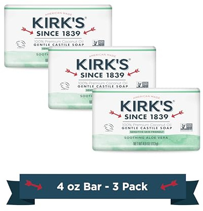 Kirk's Natural Original Coco Castile Soap with Aloe Vera, 3 Count