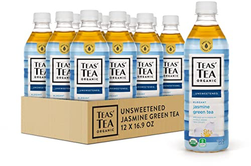 Teas' Tea Unsweetened Jasmine Green Tea 16.9 Ounce (Pack of 12) Organic, Sugar Free, 0 Calories