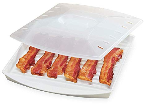 PrepSolutions Microwavable Bacon Grill, White – Nonstick, Easy-Clean Design, 1 Piece