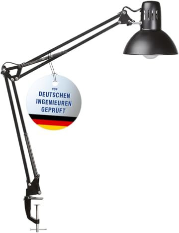 LED Schreibtischlampe MAULstudy, Arbeitsplatz Leuchte, Klassiker, inklusiv LED-Leuchtmittel, mit Klemmfuß bis 5,5 cm Weite, schwarz 8201190